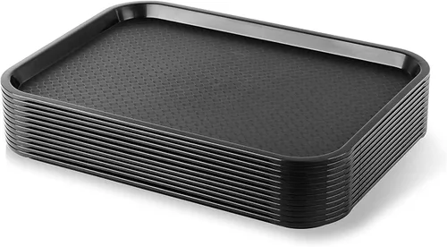 Miniatura 10 de TrueCraftware - Bandeja de comida rápida de 10 1/2 pulgadas x 13 5/8 pulgadas, juego de 12 bandejas de comida rápida para cafetería, juego de Marrón