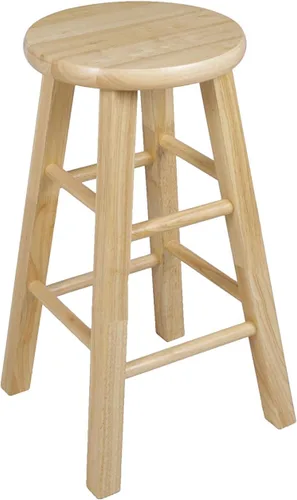 Miniatura 9 de PJ Wood Taburetes de cocina de asiento redondo clásico de 24 pulgadas de alto para hogares, espacios de comedor y bares con asientos sin espalda