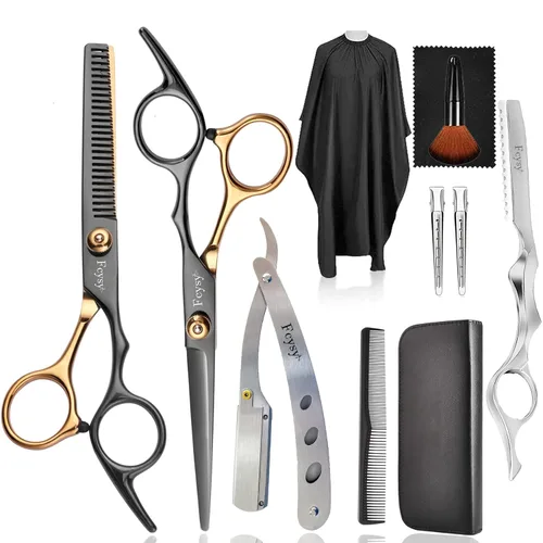 Miniatura 11 de Kit de tijeras para cortar y degrafilar el cabello, kit profesional de tijeras para mezclar cabello Fcysy, tijeras de peluquero para corte