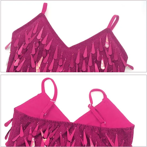 Miniatura 6 de Happy Cherry Trajes de baile de lentejuelas para niñas, trajes de salón de salsa latina