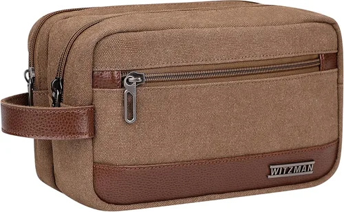 Miniatura 9 de WITZMAN Neceser de lona para hombre, organizador de kit de Dopp colgante, resistente al agua, bolsa de artículos de tocador de viaje, bolsa de baño