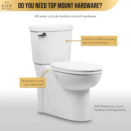 Miniatura 9 de Bath Royale Asiento de inodoro redondo de cierre suave con tapa BR500-00 blanco, cómodo, duradero, resistente, resistente a las manchas y fácil