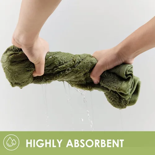Miniatura 4 de Juego de toallas de baño de 3 piezas para cara y cuerpo, piel sensible, juego de toallas de lujo verde pino para adultos, estudiantes, niños