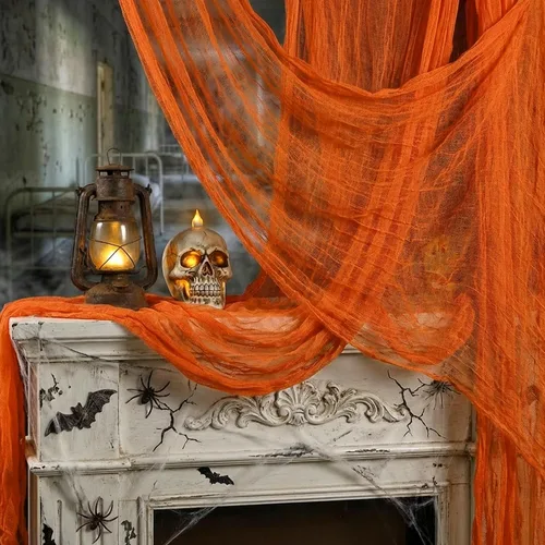Miniatura 12 de Watayo Paquete de 8 paños espeluznantes de Halloween, tela espeluznante de 72 x 30 pulgadas, tela de araña elástica de Halloween, gasa espeluznante