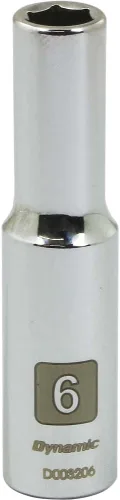 Miniatura 5 de Dynamic Herramientas 1/4" Drive 6 puntos métrico, 0.217 in de profundidad longitud, zócalo de acabado cromado