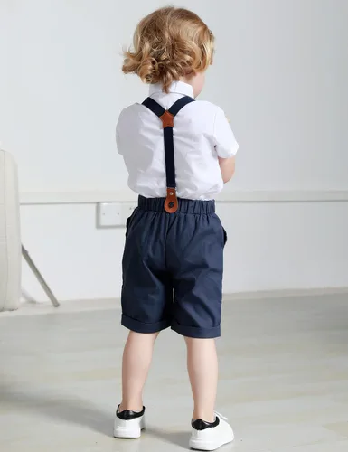Miniatura 3 de A&J DESIGN Traje de caballero para bebé, 2 piezas, camisa y pantalones