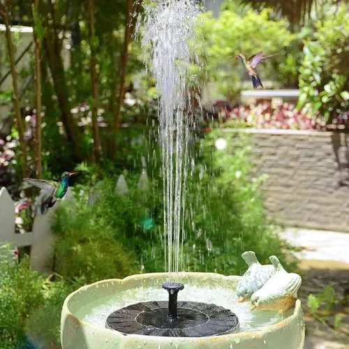 Miniatura 6 de Fuente de baño para pájaros con energía solar, fuente solar, solar desmontable, bomba flotante sin escobillas antiobstrucción, negro, con doble
