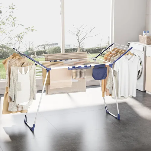 Miniatura 8 de APEXCHASER Tendedero de Ropa Plegable - Tendedero de Ropa de Gran Espacio, Tendedero de Lavandería con Alas con Clips para Calcetines para Colgar