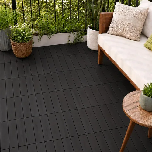 Miniatura 16 de Baldosas de madera de acacia para exteriores, baldosas de patio que se entrelazan. Moderno Gris Recto