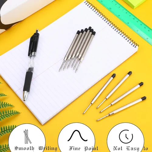 Miniatura 3 de 12 piezas de recambios para bolígrafo de 1,0 mm de punta media, tinta negra, recambios de bolígrafo de bola de metal, recambios de escritura suave