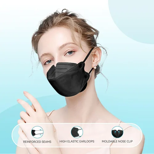 Miniatura 5 de 60pcs KF94 Mask,disposable Masks,4 Layers Protection Filter Efficiency>95%,highly Elastic Ear Strap,breathable Negro