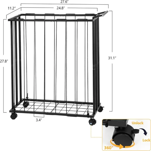 Miniatura 2 de Columnar - Estantes verticales de almacenamiento de bolas con ruedas, soporte de pared duradero para baloncesto, voleibol, ahorro de espacio
