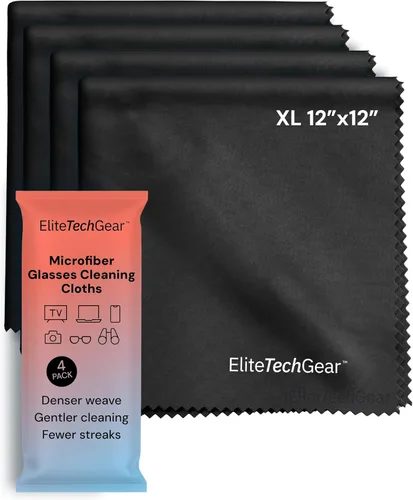 Miniatura 15 de Elite Screens - Paño de limpieza de microfibra, 12 x 12 pulgadas, paquete de 4, color azul, paño de limpieza de pantalla de gran tamaño, toallitas