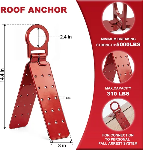 Miniatura 2 de Anclaje de techo reutilizable, soporte de techo fácil de instalar para protección contra caídas, anillo en D de alta resistencia