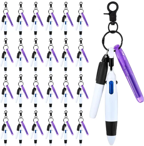 Miniatura 8 de Sherr 25 juegos de bolígrafos retráctiles para enfermeras con mini resaltador, marcador permanente, llavero, clip para porta credenciales