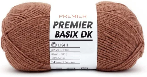 Miniatura 6 de Premier Yarns Basix Hilo DK, hecho de acrílico, hilo ideal para ganchillo y tejido, lavable a máquina, rosa camafeo, 3.5 onzas, 306 yardas Rosa Cameo