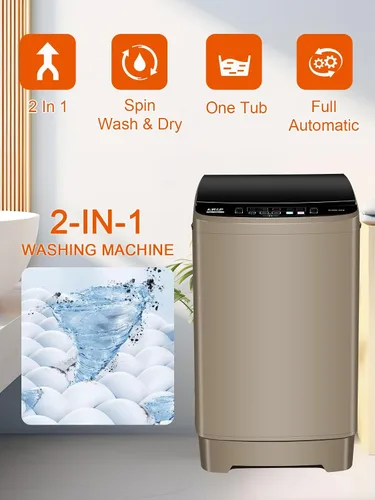 Miniatura 7 de KRIB BLING Bomba de drenaje portátil de 17.7 libras, lavadora completamente automática con pantalla LED, 10 programas y 8 niveles de agua Dorado