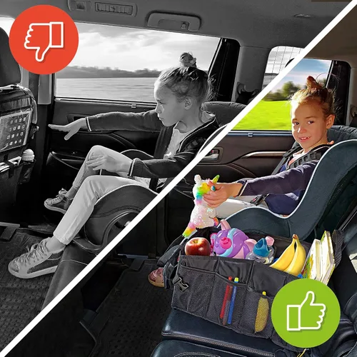Miniatura 4 de Organizador de automóvil para niños de fácil acceso con caja de pañuelos y portavasos para asiento trasero, asiento delantero, entre asientos, piso