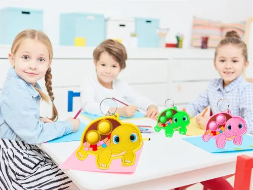 Miniatura 3 de Paquete de 24 llaveros a granel de tortugas de animales marinos para la ansiedad, mini llavero de burbujas, regalos de fiesta de vacaciones
