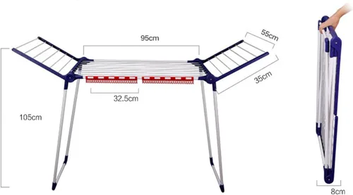 Miniatura 6 de ZARBAILRE Tendedero portátil para ropa al aire libre, fácil almacenamiento de acero inoxidable para secar, estante de secado grande para ropa