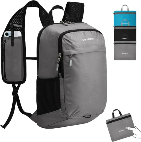 WATERFLY Mochila pequeña y ligera y plegable: 15L Mini mochila de senderismo plegable - Mochila de día compacta ultraligera para mujeres y hombres,
