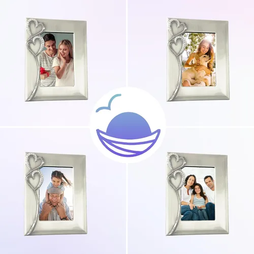 Miniatura 8 de Marco de fotos plateado de 4 x 6 pulgadas con corazones, idea de regalo para bodas, compromisos para parejas, recién casados, despedida de soltera
