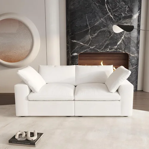 Miniatura 22 de Cloud - Sofá modular convertible de 80.3 pulgadas en forma de L para sala de estar con otomana de almacenamiento, sofás profundos minimalistas