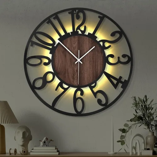 Miniatura 15 de Reloj de pared silencioso de 20 pulgadas con luz nocturna, reloj de pared decorativo que brilla en la oscuridad, funciona con pilas, relojes