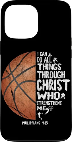 Miniatura 24 de Funda de baloncesto para iPhone 17 con texto en inglés "I can do All Things Through Christ Philippians