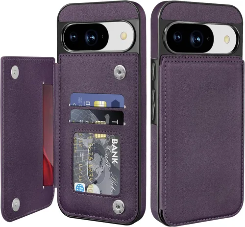 Miniatura 15 de Bizzib para Google Pixel 6A Funda de cuero tipo cartera con tarjetero, cubierta tipo libro con pata de pie, cierre magnético, funda protectora a