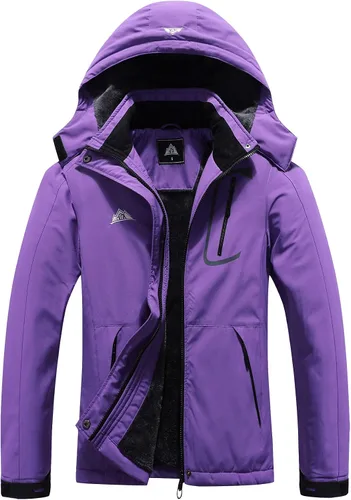 Miniatura 9 de Chaqueta de esquí impermeable para mujer, resistente al viento, cortavientos, abrigo de nieve cálido con capucha