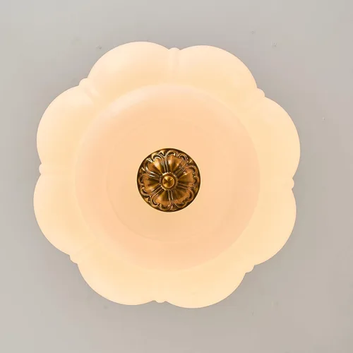 Miniatura 6 de Lámpara de techo semiempotrada vintage de 15 pulgadas, lámpara de cristal de leche con acabado de latón antiguo, lámparas colgantes modernas