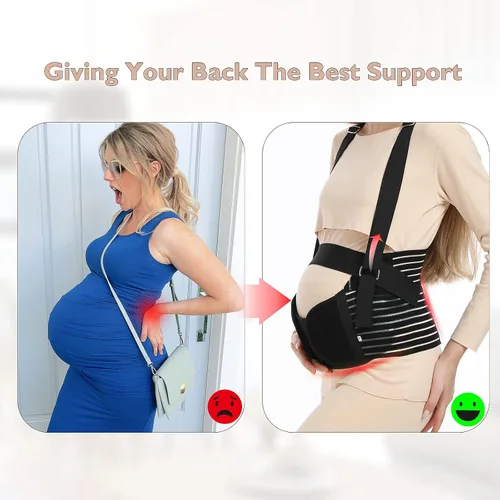 Miniatura 10 de Bandas para el vientre para mujeres embarazadas – Cinturón de maternidad Soporte de embarazo – Carpeta abdominal transpirable, soporte de espalda