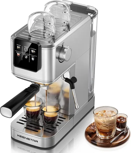 Miniatura 10 de Máquina de espresso KEENSTAR de 20 bares con preparación rápida de café frío, máquina de café caliente y helado, máquina de espresso con espumador