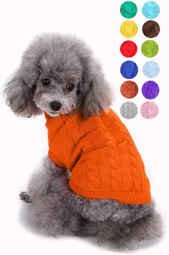 Miniatura 38 de Suéter para perro, cálido y suave, mediano (pecho 16-18 pulgadas), rosa, cuello alto clásico, lavable a máquina, invierno, unisex, sólido