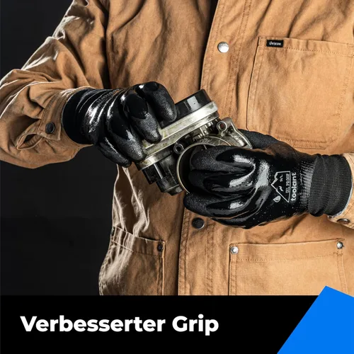 Miniatura 4 de Guantes impermeables para hombres y mujeres, guantes para congelador con agarre, doble recubrimiento de nitrilo para repelente extremo al aceite