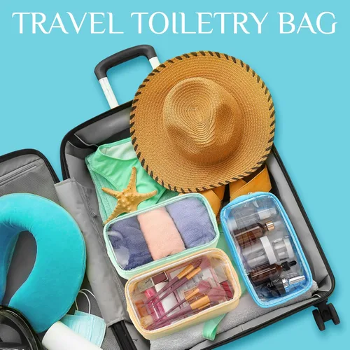 Miniatura 6 de 9 bolsas de maquillaje transparentes de felpilla para bricolaje, bolsa grande de nailon para maquillaje, artículos de aseo de viaje, con cremallera