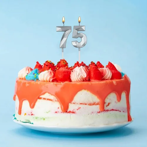 Miniatura 6 de Velas de cumpleaños número 16 y 61 para tartas, velas plateadas con forma de diamante 3D, decoración de cumpleaños, suministros de fiesta para Plata