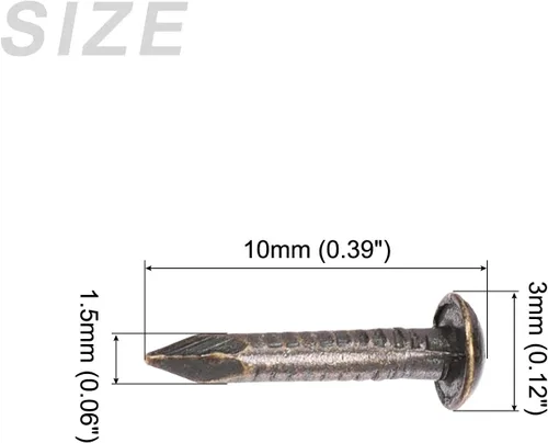 Miniatura 2 de METALLIXITY Uñas pequeñas (0.047 x 0.315 pulgadas), 200 unidades, uñas pequeñas de latón, para carpintería doméstica, tono latón