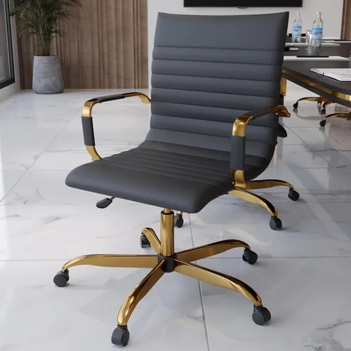 Miniatura 5 de LeisureMod Harris - Silla de oficina ejecutiva ergonómica moderna, silla de escritorio de piel con respaldo alto con altura ajustable, control