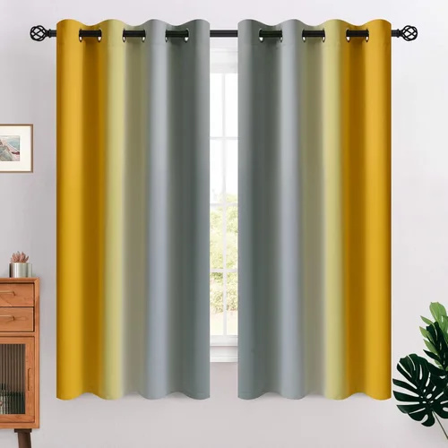 Miniatura 143 de COSVIYA Cortinas 100% Opacas Azul Degradado con Lazos Ajustables para Cocina Aislamiento Térmico Oscurecimiento de Habitación Cenefa con Bolsillo