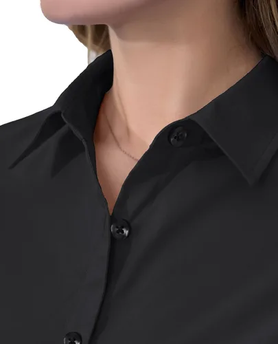 Miniatura 2 de siliteelon Camisas de vestir de manga corta con botones para mujer, camisas de algodón con botones para mujer, blusa ajustada de manga 3/4