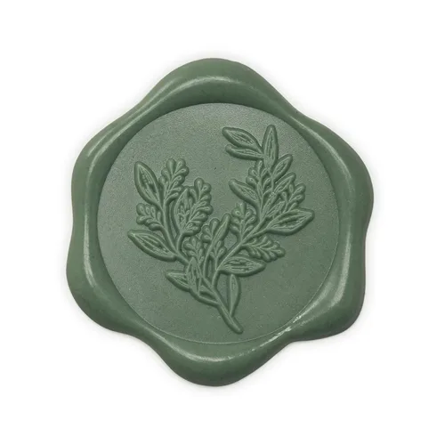 Miniatura 12 de UNIQOOO Calcomanías de sello de cera, calcomanías de sello de invitación de boda de rama de olivo, 50 calcomanías autoadhesivas de oro antiguo, Rama