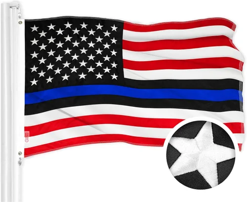 Miniatura 4 de G128 Bandera Blue Lives Matter 3 x 5 pies Serie ToughWeave bordado de poliéster 210D Bandera de deber y honor, diseño bordado