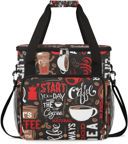 Miniatura 13 de Turquesa comienza tu día con la bolsa de transporte para cafetera, bolsa de almacenamiento de viaje para cafetera, bolsa de almacenamiento de viaje