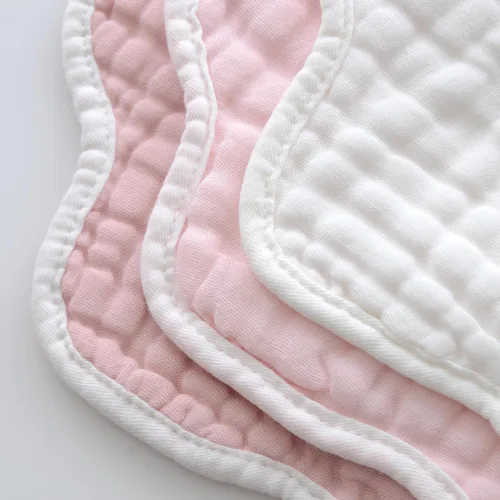 Miniatura 8 de MUKIN Toalla babeante para bebé, baberos a presión, baberos de muselina, paquete de 6, ajustable, algodón suave Gradiente Rosa