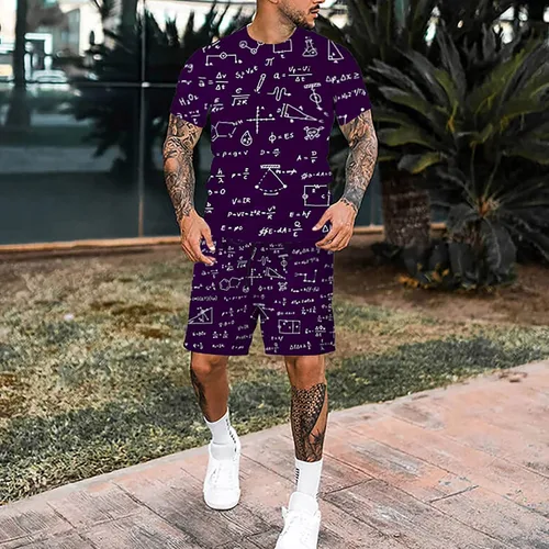 Miniatura 2 de EELHOE Men's Summer Outfits Loose Fit Lightweight Short Sleeve Graphic Tees Printed Shorts Breathable Tracksuit