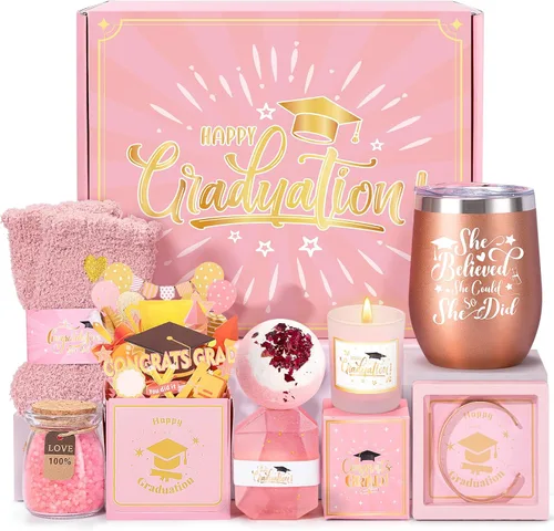 Miniatura 8 de Regalos de graduación 2025, regalos de felicitación para ella con vaso de vino de 12 OZ, vela, marcos, llavero, regalos de graduación universitaria