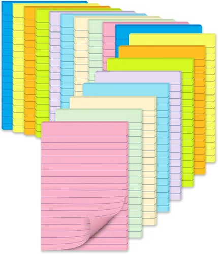 (18 blocs) notas adhesivas forradas de 4 x 6 pulgadas, bloc de notas grandes con líneas, colores pastel, bloc de notas autoadhesivo, fuerte