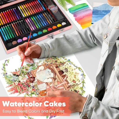 Miniatura 5 de Soucolor Suministros de Arte y Manualidades, Juego de Dibujo y Pintura de 183 Piezas para Niñas, Niños y Adolescentes, Kit de Arte para Colorear